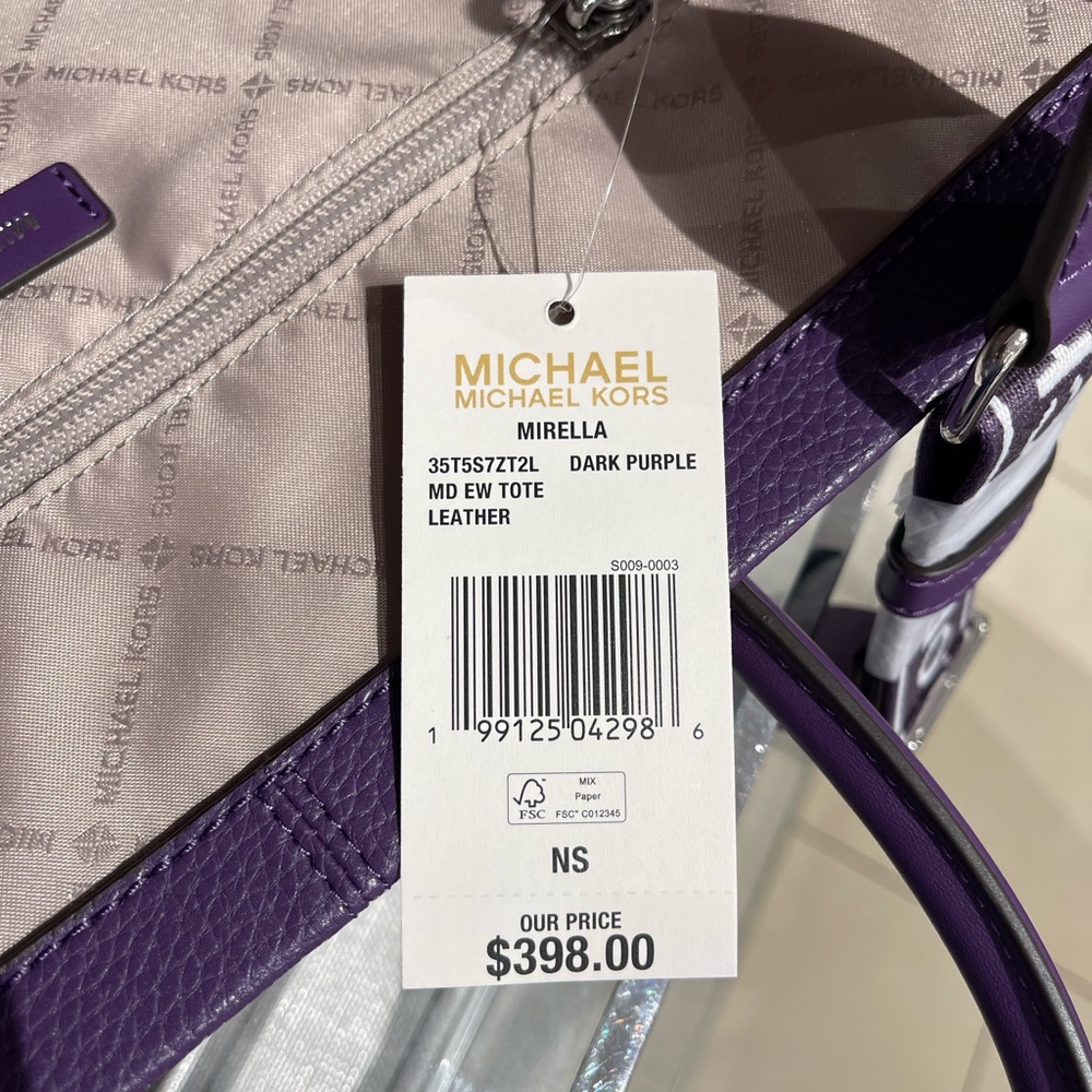 MICHAEL KORS Mirella Medium Pebbled Leather Tote Bag
Dark Purple
NWT - Picture 12 of 16